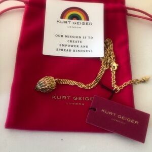 New Kurt Geiger Multi Colored Crystal Eaglehead Necklace
